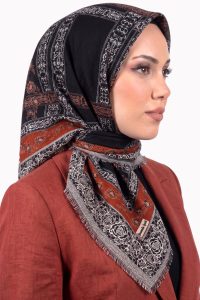 Yasemin Desenli Flamlı Dimi Eşarp 6532-5