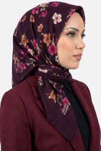 Yasemin İpek Desenli Flamlı Eşarp 6529-23