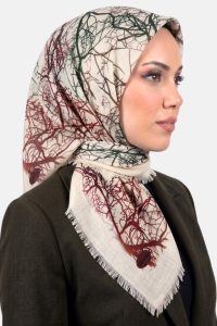 Yasemin Desenli Flamlı Dimi Eşarp 6533-14