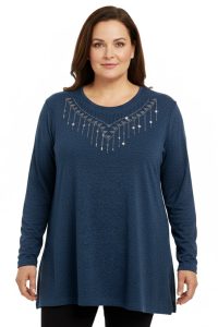 ÖZDEN Taşlı Penye Bluz 5019-2