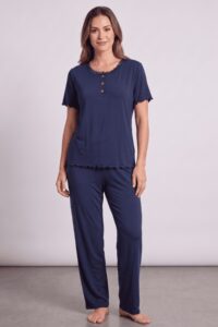 Düğmeli Battal Pijama Takımı 20121-6
