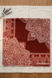 Yasemin  Desenli Flamlı Dimi Eşarp 6540-27