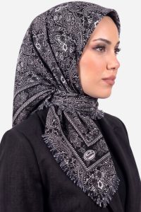 Yasemin Desenli Flamlı Dimi Eşarp 6536-13