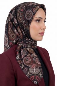 Yasemin Desenli Flamlı Dimi Eşarp 6537-11