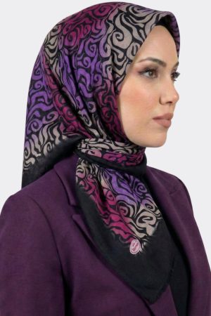 Yasemin İpek Desenli Flamlı Eşarp 6528-4