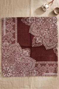Yasemin  Desenli Flamlı Dimi Eşarp 6540-19