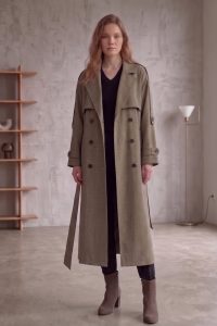 Astarlı Oversize Uzun Trençkot 20124-3