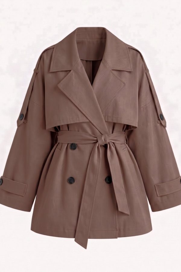 Astarlı Oversize Kısa Trençkot 20125-3