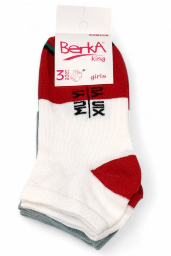 Kız Çocuk  3 Lü Patik Çorap (9-10 Yaş) 9701-5
