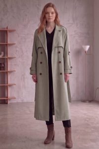 Astarlı Oversize Uzun Trençkot 20124-6