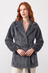 Peluş Kuşaklı Kısa Kaban 20127-2