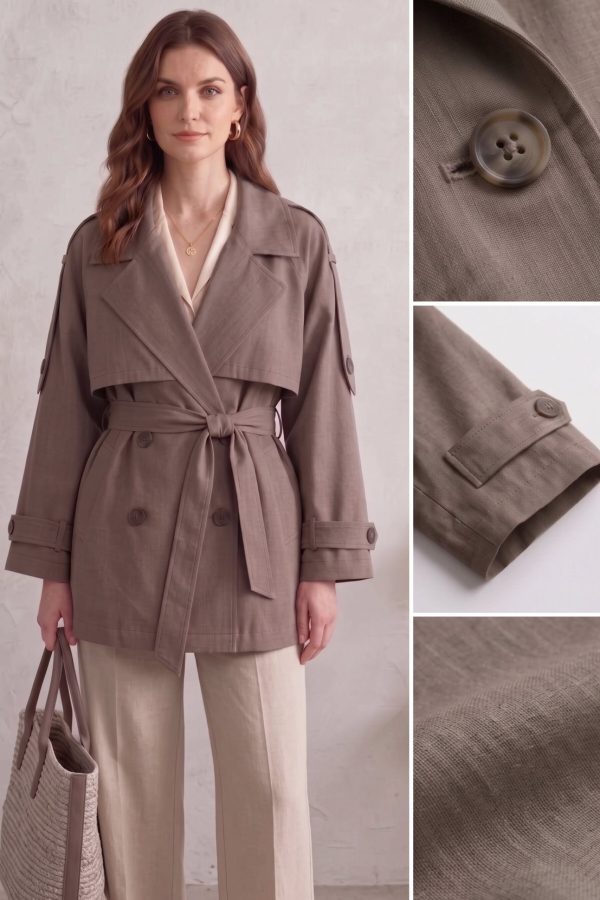 Astarlı Oversize Kısa Trençkot 20125-3