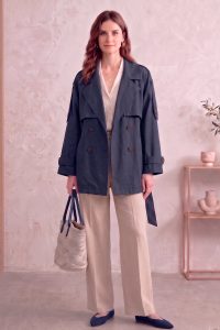 Astarlı Oversize Kısa Trençkot 20125-4