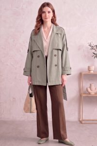 Astarlı Oversize Kısa Trençkot 20125-6