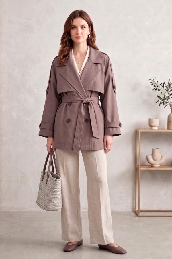 b18b5259aeac45fcaaab2145503fb393.jpg Astarlı Oversize Kısa Trençkot 20125-5