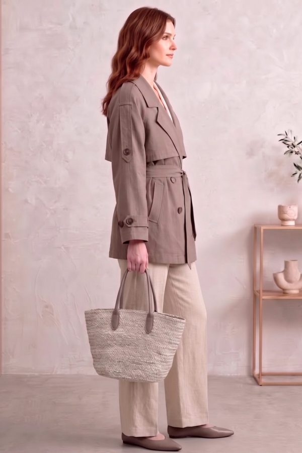 Astarlı Oversize Kısa Trençkot 20125-3
