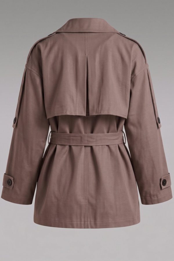 Astarlı Oversize Kısa Trençkot 20125-3