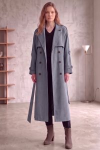 Astarlı Oversize Uzun Trençkot 20124-7